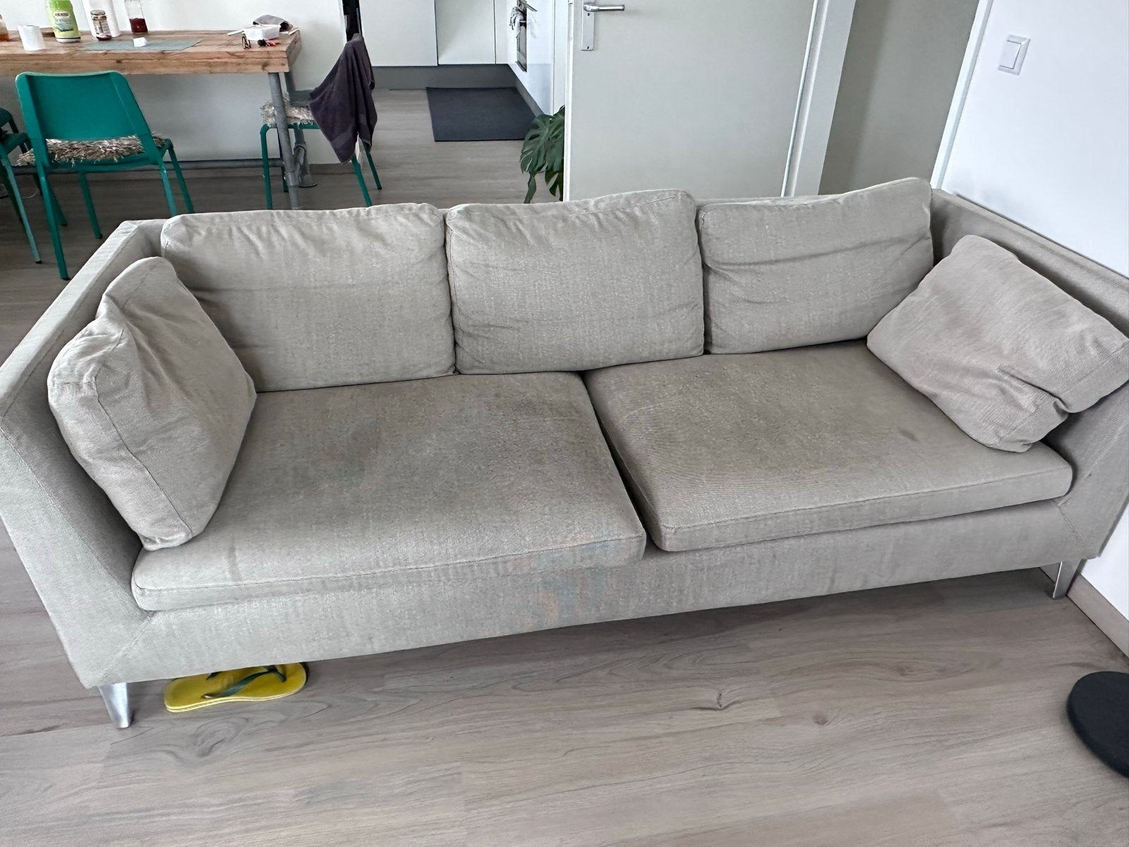 Stevige IKEA bank - Gebruikt, op te knappen met plaid, Ophalen, Gebruikt, Driepersoons, 75 tot 100 cm
