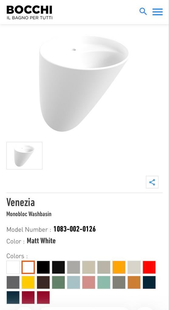 Banio Bocchi Venezia hang monobloc wastafel mat wit, Ophalen, Nieuw, Wastafel
