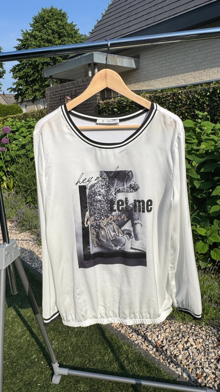 Monari shirtje met print en lange mouwen, Kleding | Dames, Wit, Maat 42/44 (L), Ophalen of Verzenden, Lange mouw