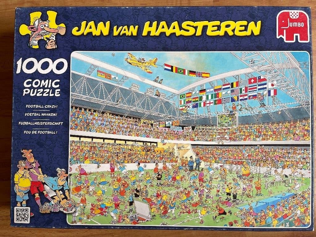 Jan van Haasteren - Voetbalwaanzin :)  1000 stukjes, Ophalen of Verzenden, 500 t/m 1500 stukjes, Gebruikt, Legpuzzel