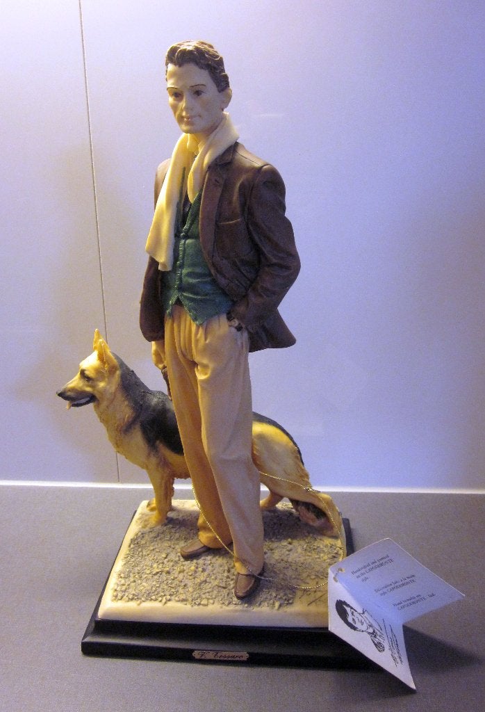 1986 Vittorio Tessaro beeldje “Man en Hond”, Art nouveau, Ophalen of Verzenden, 20 - 50 cm, Beeld
