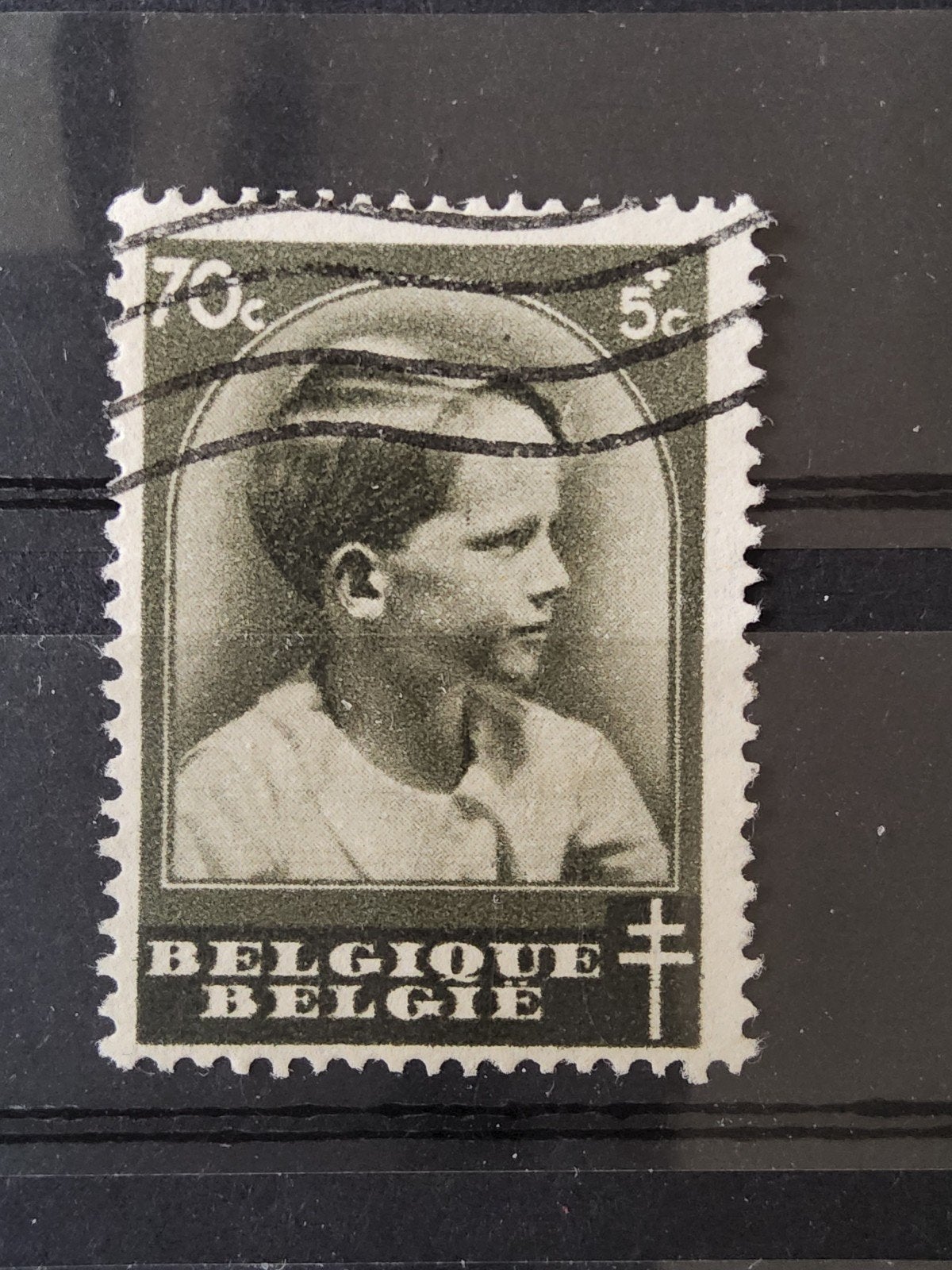 Belgische postzegel met portret van jongen, 1920-1930, Met stempel, Verzenden, Frankeerzegel, Gestempeld