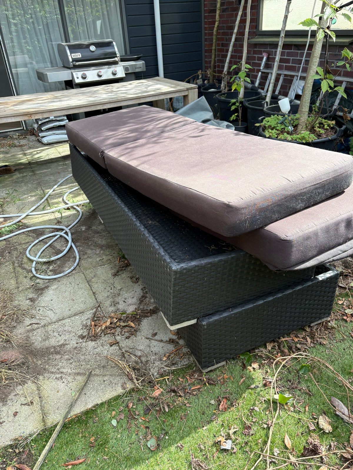Wicker ligbedden met kussen - Gebruikt, Ophalen of Verzenden, Gebruikt, Wicker