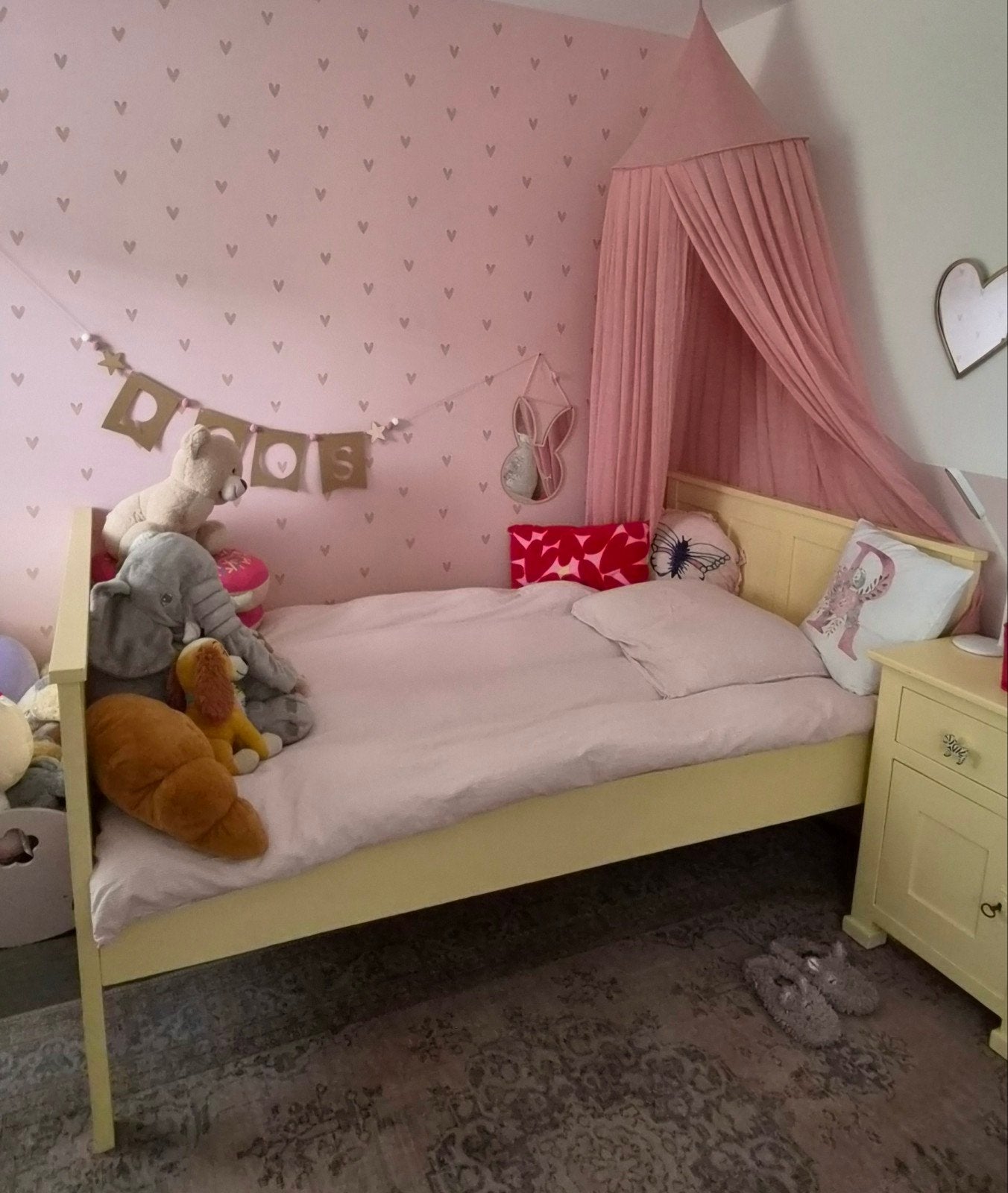 120 bed (twijfelaar) houten bed - zachtgeel, Ophalen, 190 cm of minder, Zo goed als nieuw, 120 cm