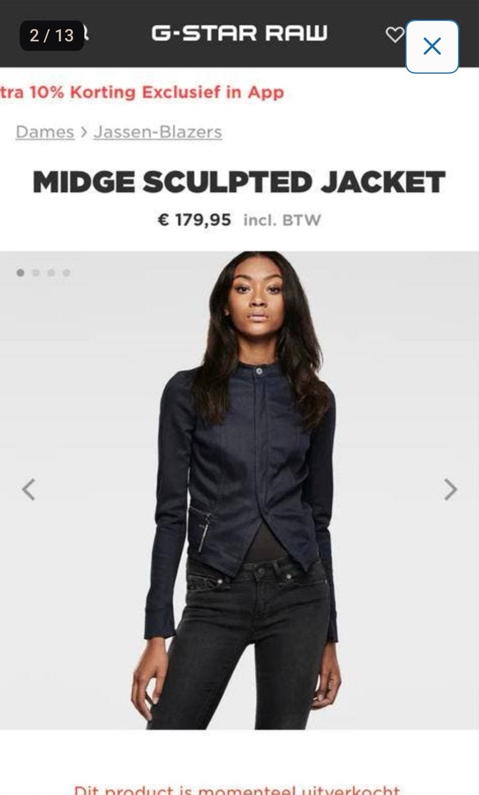 G-Star Midge Sculpted Jacket - Donkerblauw - Maat XS, Ophalen of Verzenden, Zo goed als nieuw, Maat 34 (XS) of kleiner, Blauw