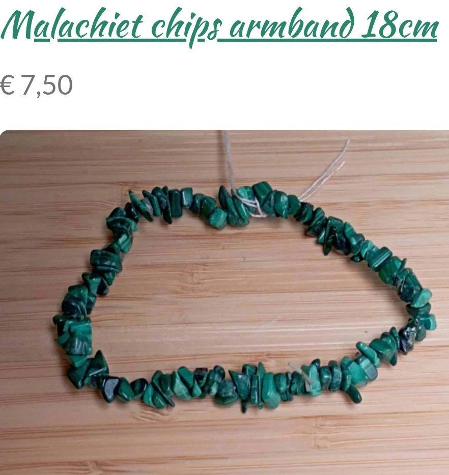 Malachiet chips armband 18cm, Ophalen of Verzenden, Mineraal