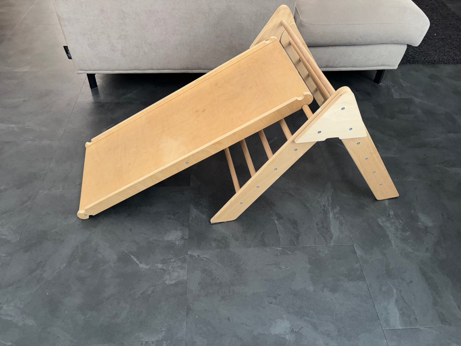 Luna Toys Naturel ECO Houten Klimrek met Glijbaan, Kinderen en Baby's, Speelgoed | Houten speelgoed, Ophalen, Zo goed als nieuw