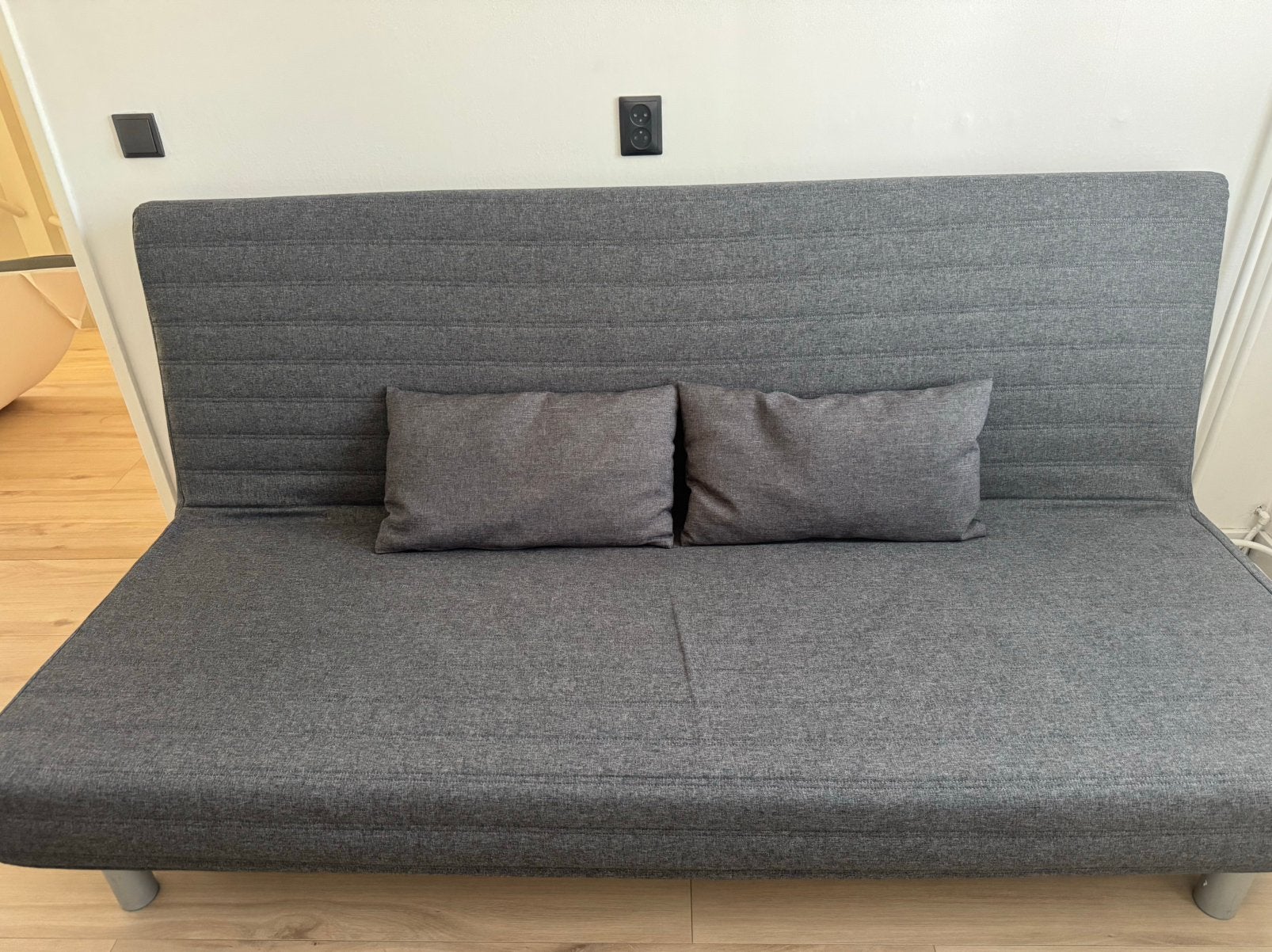 IKEA NYHAMN 3-zits slaapbank – grijs – zeer goede staat, Ophalen, Tweepersoons, 140 cm, Zo goed als nieuw