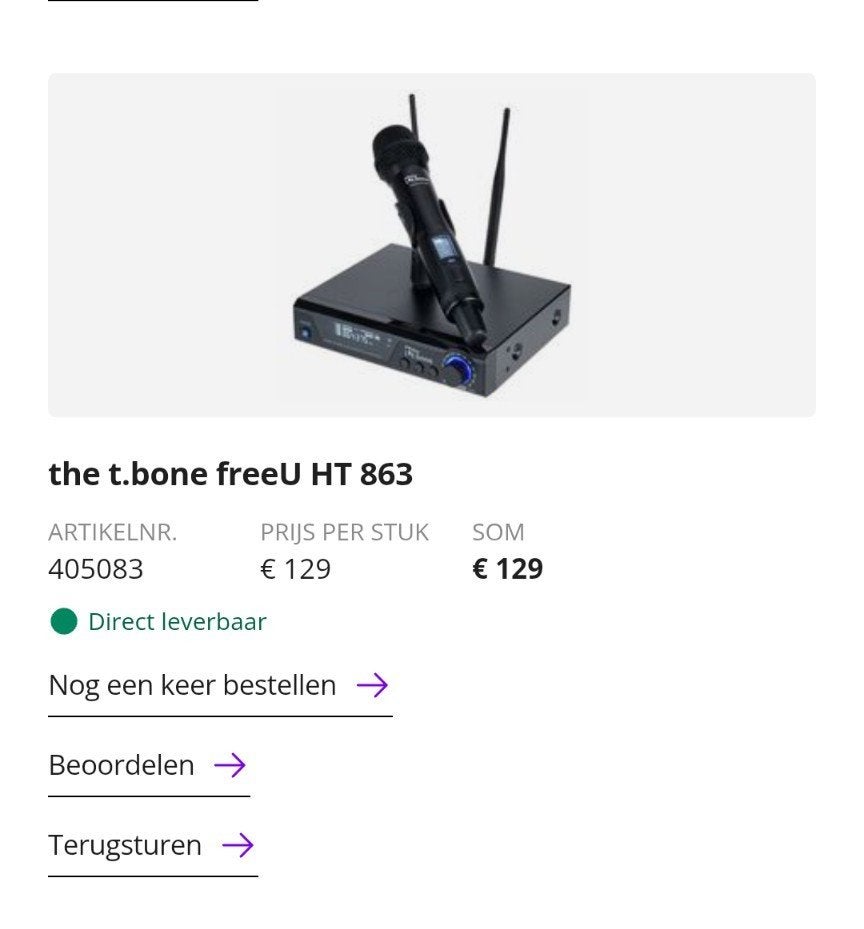 Draadloos Microfoonsysteem, nieuw in de doos! The T.bone, Ophalen of Verzenden, Zo goed als nieuw, Overige typen, Draadloos