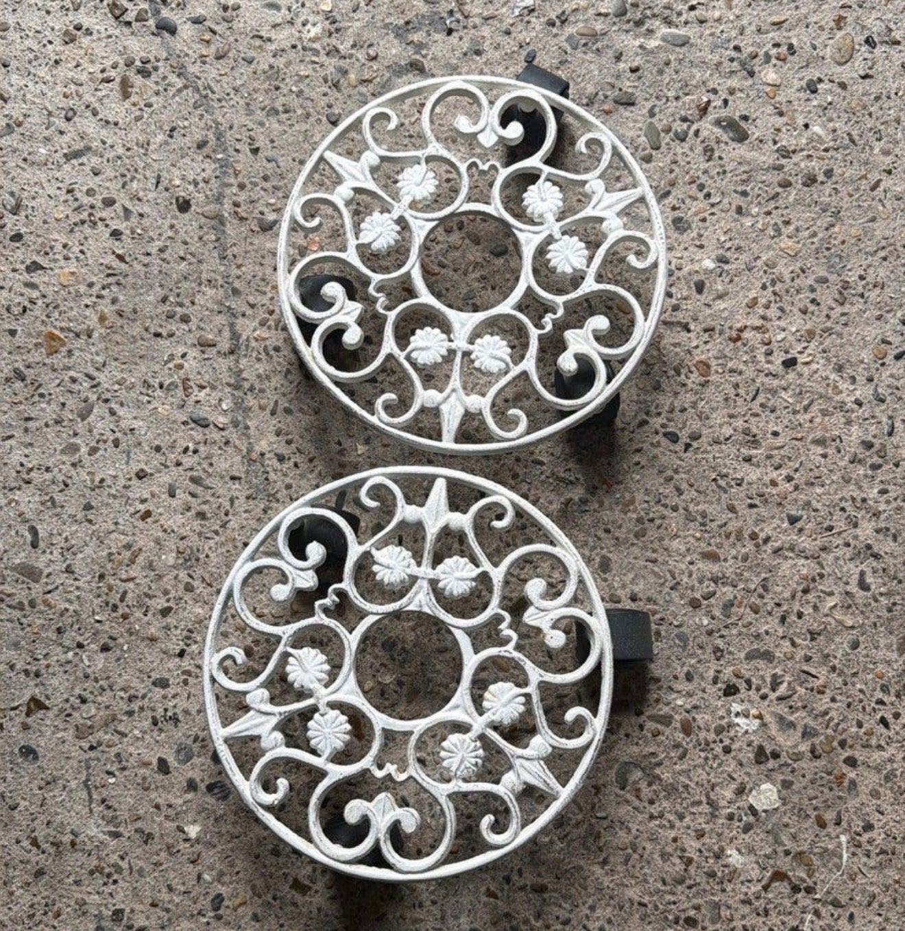 decoratieve plantenroller, wit metaal, Gebruikt, Minder dan 30 cm, Minder dan 60 cm, Rond