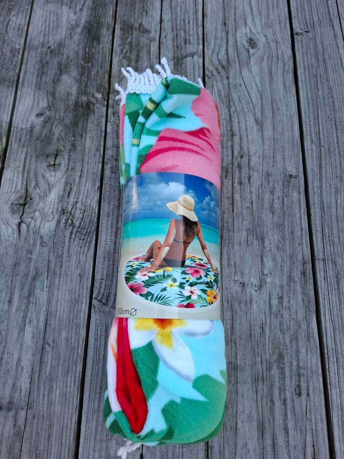 2x Rond strandlaken met bloemen/meloen print - Nieuw, Overige typen, Nieuw, Ophalen of Verzenden, Onbekend