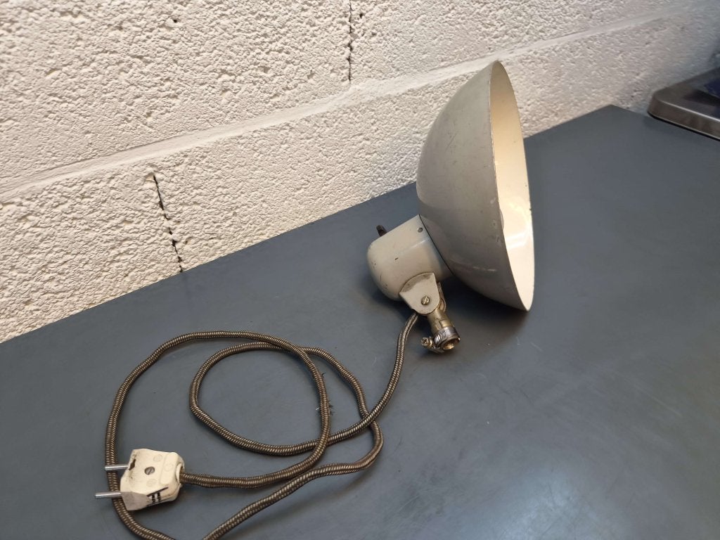 SIS architektenlamp / machinelamp 22cm met schakelaar op kap, Gebruikt, Grijs, Industrieel, Niet ingevuld