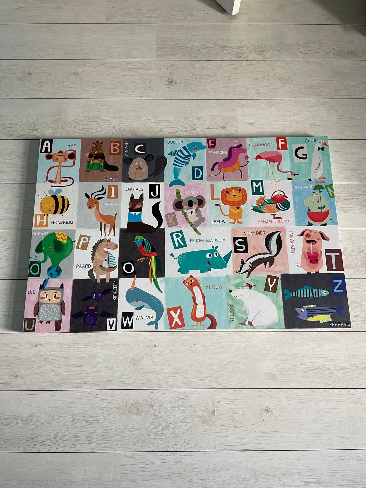 Schilderij canvas alfabet dieren 115x75cm, Kinderen en Baby's, Ophalen, Gebruikt, Overige merken, Wanddecoratie