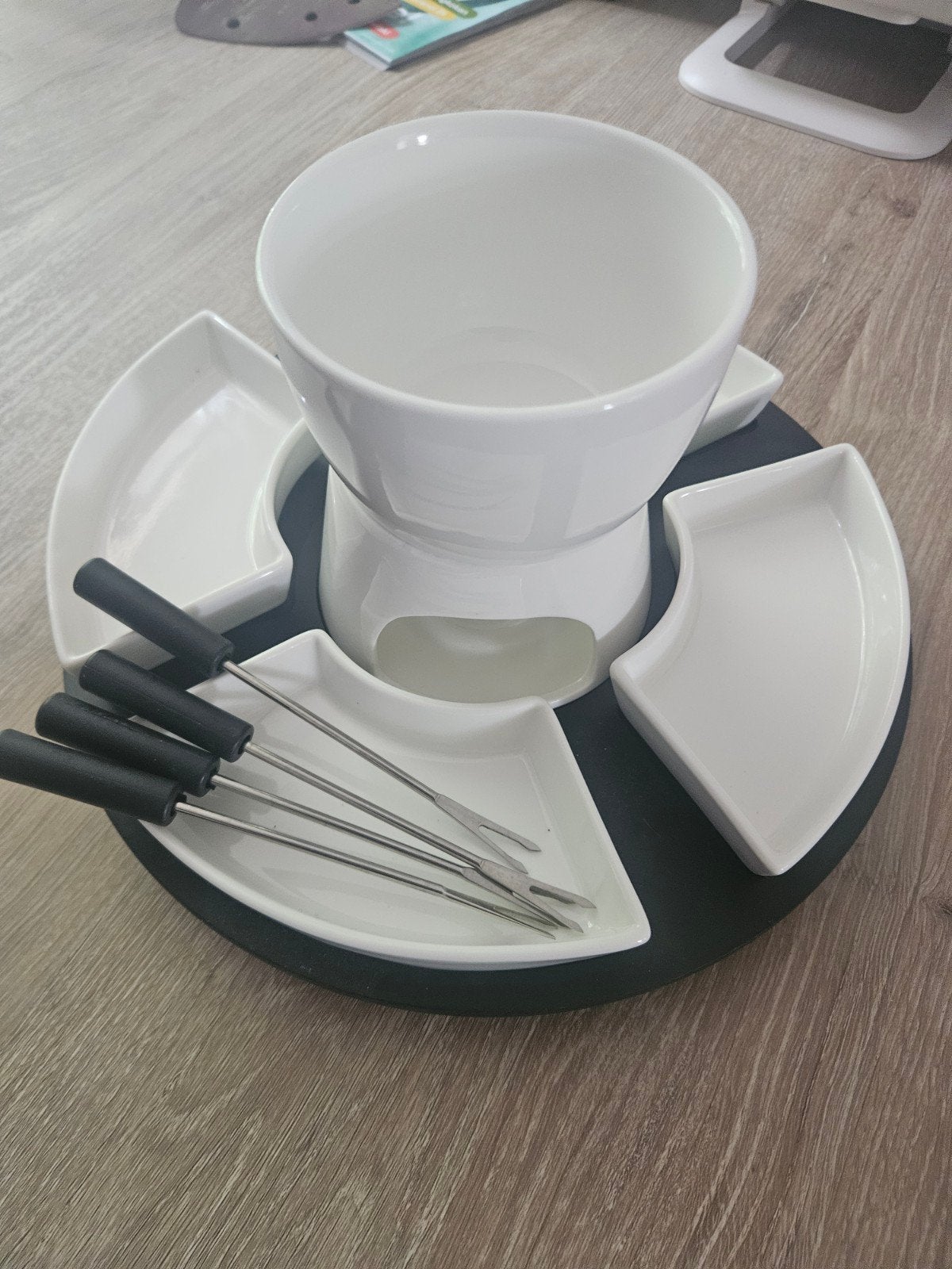 Fondueset met 4 schaaltjes en vorkjes, Ophalen of Verzenden, Zo goed als nieuw, Brander, Fondueset