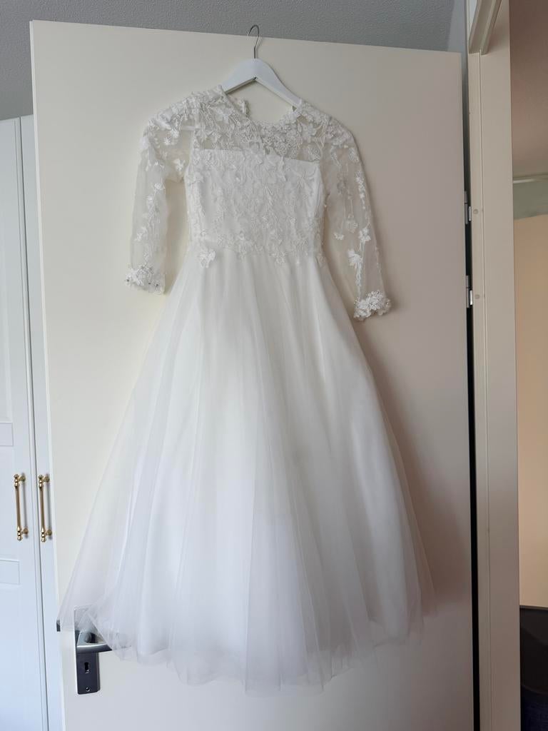 Elegante Bruidsjurk/Bloemenmeisje Jurk met Kant, Kleding | Dames, Overige typen, Wit, Ophalen of Verzenden, Zo goed als nieuw