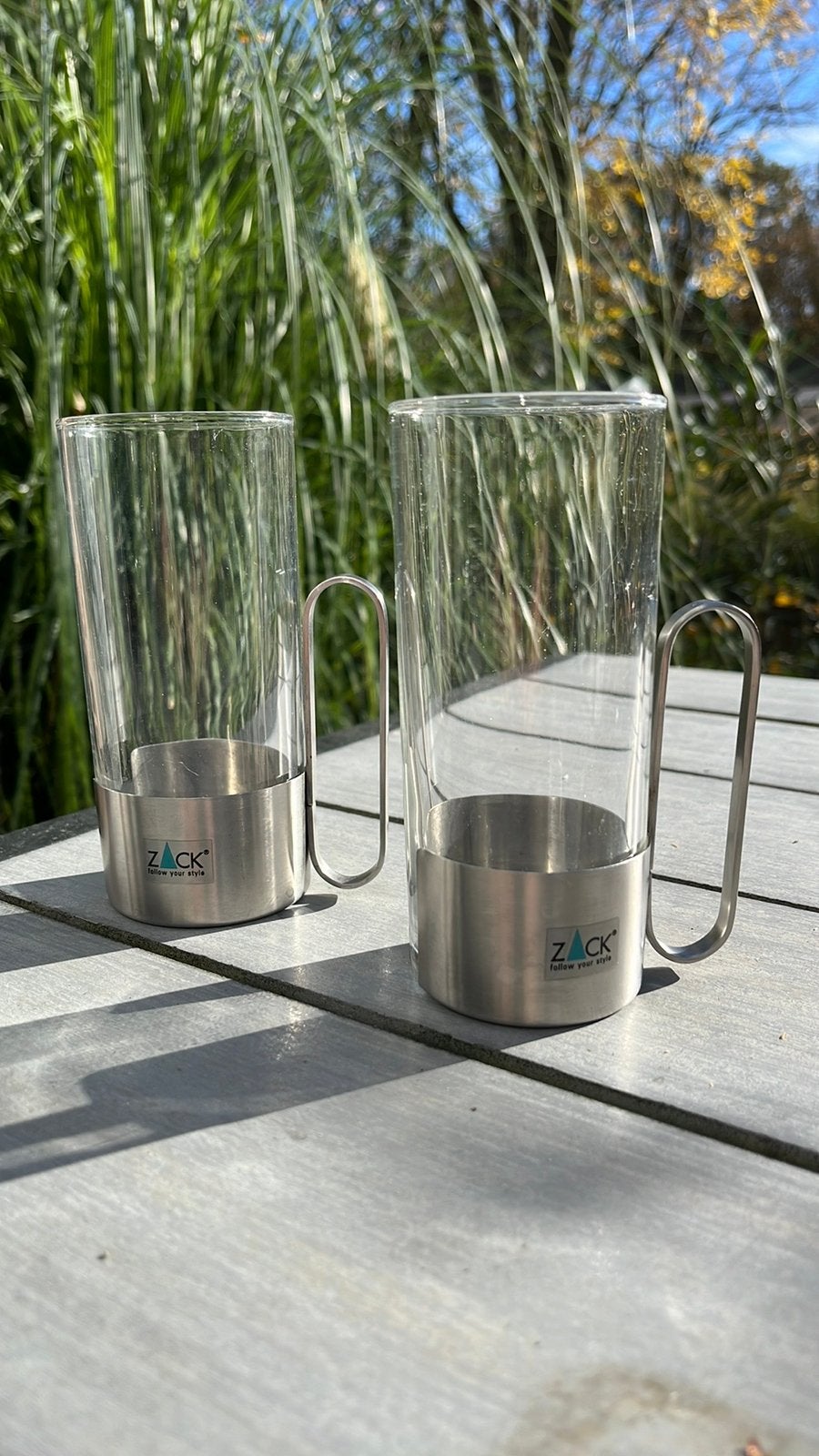 2 Zack follow your style theeglazen met rvs houder., Ophalen of Verzenden, Zo goed als nieuw