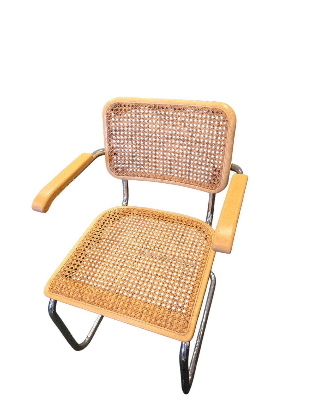Thonet stoel beuken buisframestoel met webbing Marcel Breuer, Ophalen, Gebruikt, Bruin, Hout