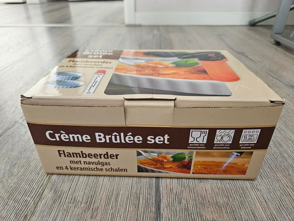 Crème Brûlée Set met Flambeerder en Schalen, Overige typen, Nieuw, Ophalen of Verzenden, Steen/keramiek