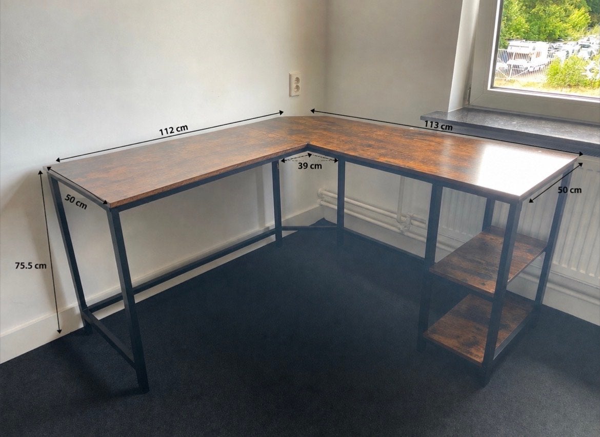 Hoekbureau met opbergruimte, Huis en Inrichting, Bureaus, Ophalen, Opbergruimte, Gebruikt, Hout