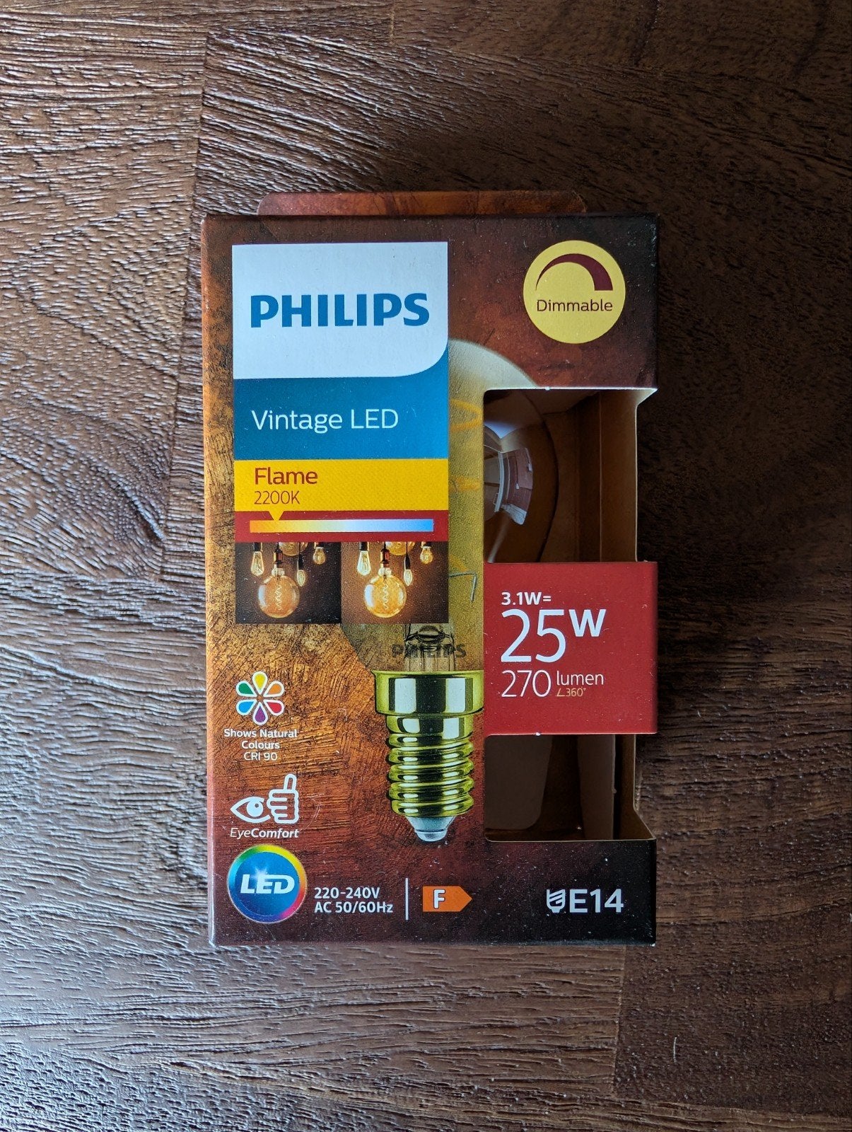 Philips Vintage LED Flame E14 Dimbare Lamp 2200K, Ophalen, Nieuw, Philips