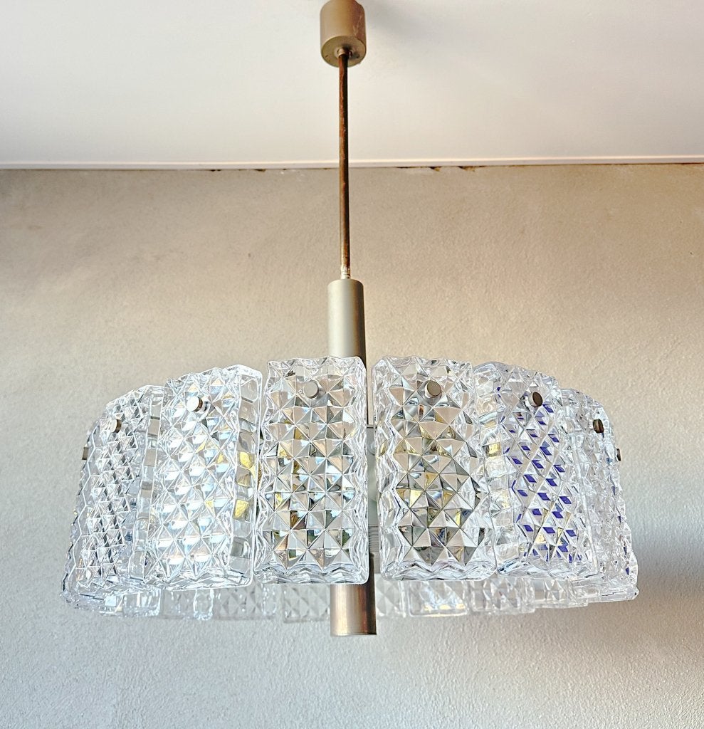 Vintage XL Kaiser Leuchten hanglamp, Niet ingevuld, Mid century, Niet ingevuld, Glas
