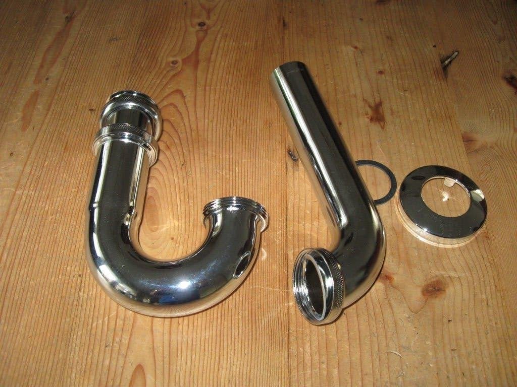 Verchroomde sifon  plugbuis Viega, Doe-het-zelf en Verbouw, Sanitair, Ophalen, Nieuw, Chroom, Wastafel