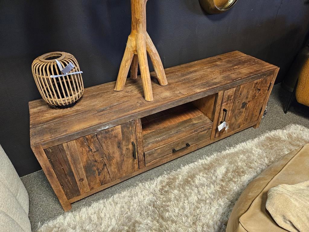 Tv meubel oud hout stoer robuust, Ophalen of Verzenden, 25 tot 50 cm, Minder dan 100 cm