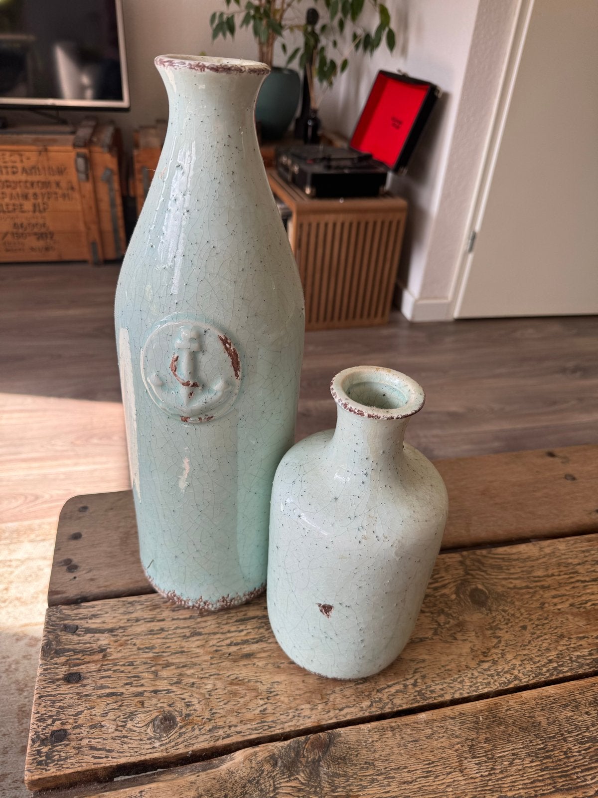Set van twee vintage vazen in craquelé look, Ophalen