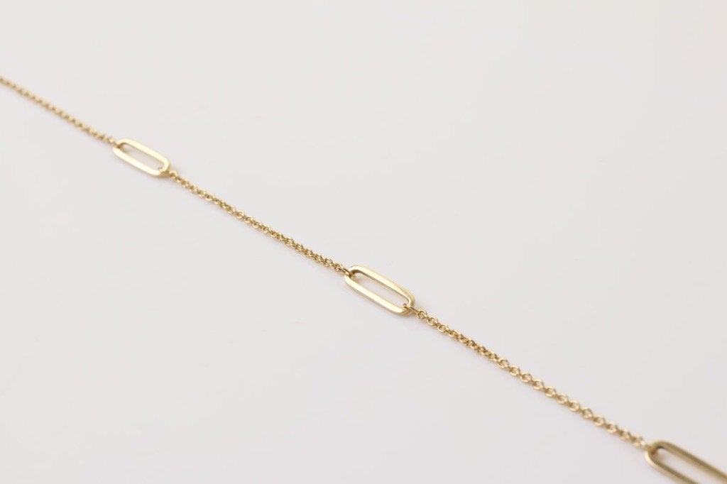 14 Karaat Gouden Schakelarmband Met Paperclip, Sieraden, Tassen en Uiterlijk, Armbanden, Ophalen of Verzenden, Zo goed als nieuw