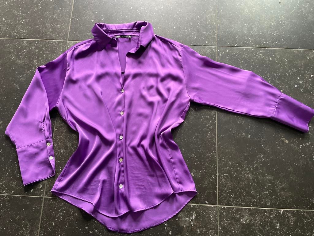 Paarse blouse mt L van Zara, Kleding | Dames, Ophalen of Verzenden, Zo goed als nieuw, Maat 42/44 (L), Paars