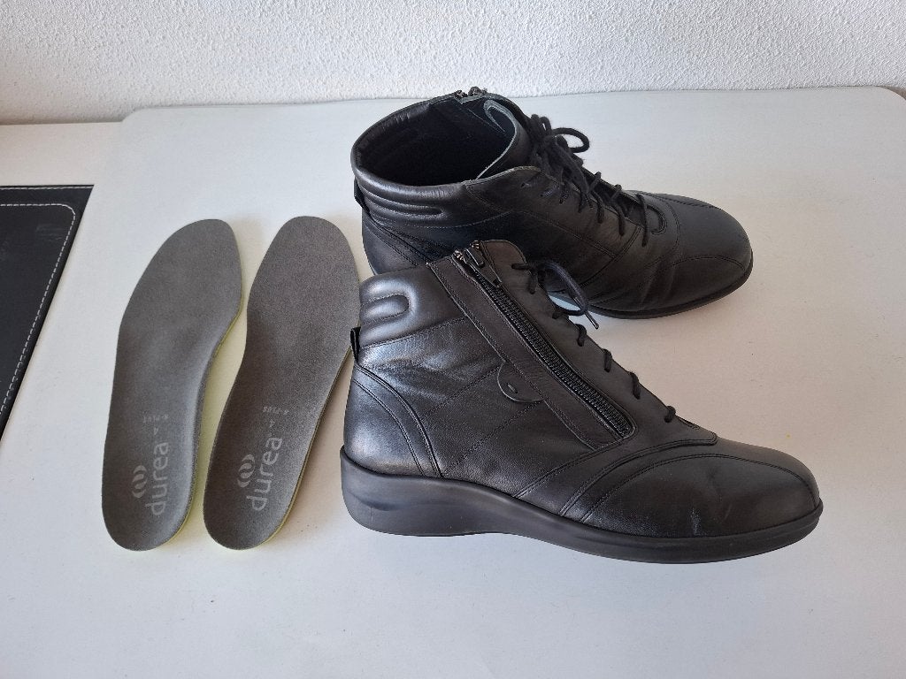 Durea maat 37 ( 4 K ) extra brede veter laarzen boots rits, Durea, Verzenden, Zwart, Lage of Enkellaarzen