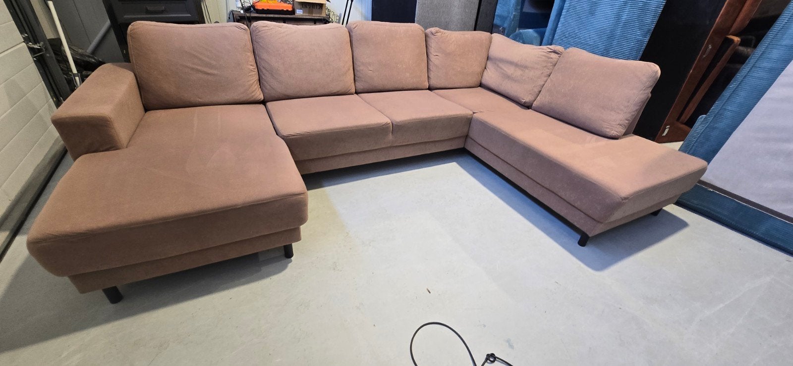 Ruime taupe/camel  u bank zitmax, Gebruikt, Hoekbank, 300 cm of meer, Ophalen of Verzenden