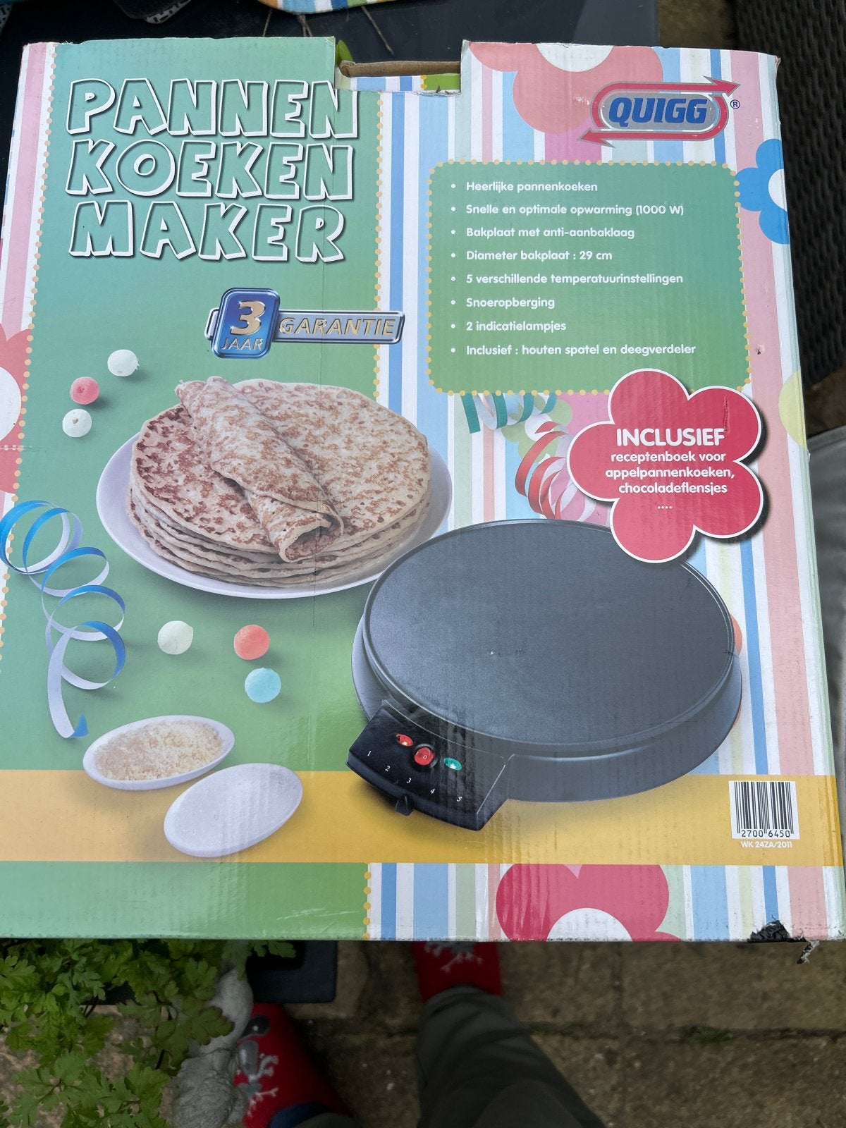 Quigg Pannenkoekenmaker -  in doos twee keer gebruikt, Ophalen, Nieuw