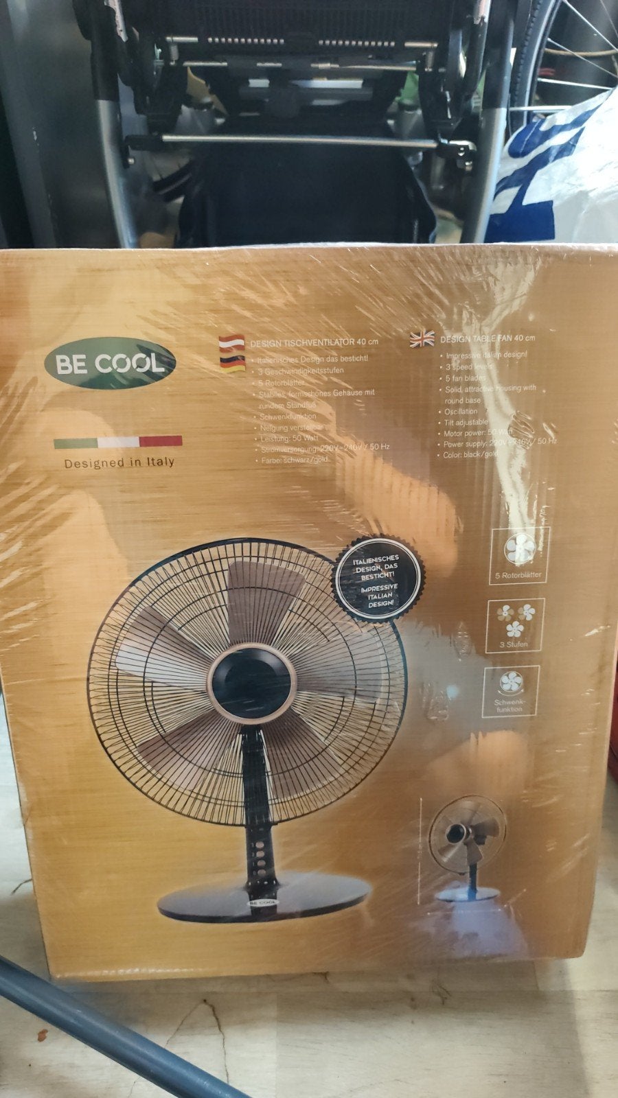 BE COOL Design Tafelventilator 40 cm - Zwart/Goud, Ophalen of Verzenden
