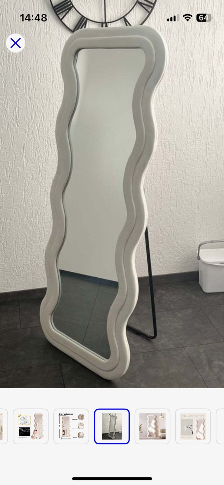 Grote Golvende Passpiegel - Teddy/Suède - 50% Korting!, 7021br, Nieuw, Ophalen of Verzenden, Sera@live.nl