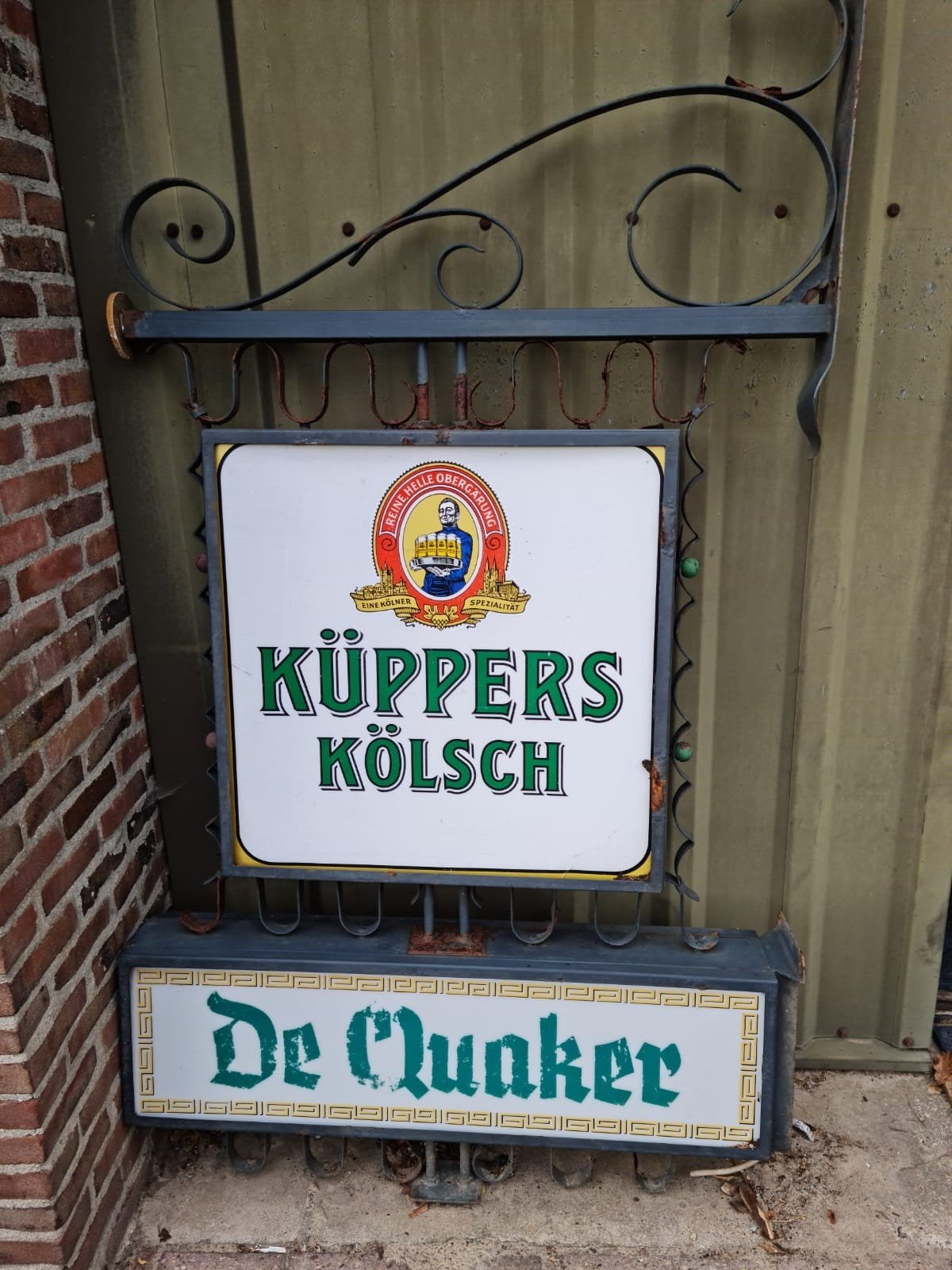 Vintage Küppers Kölsch en De Quaker Reclamebord, Antiek en Kunst, Ophalen