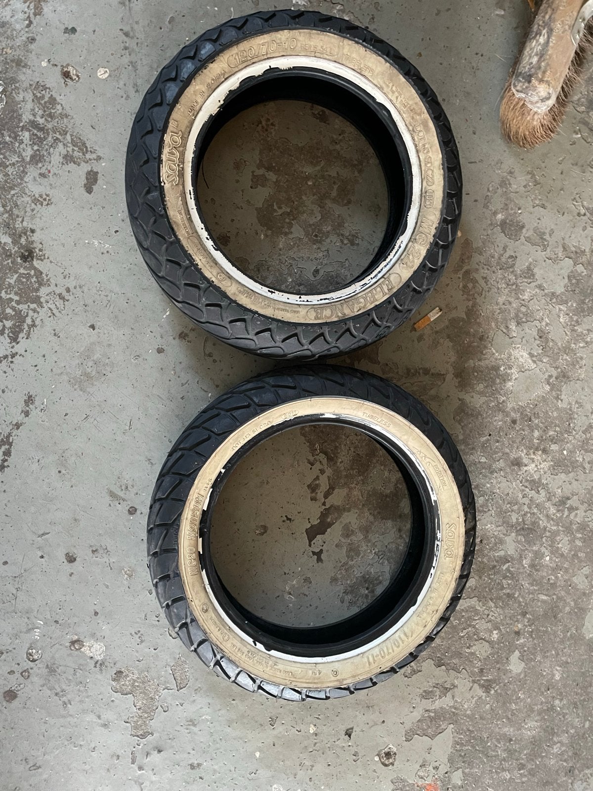 Sawa Scooterbanden whitewalls120/70-10 en 110/70-11, Ophalen of Verzenden, Gebruikt, Overige typen, Overige merken