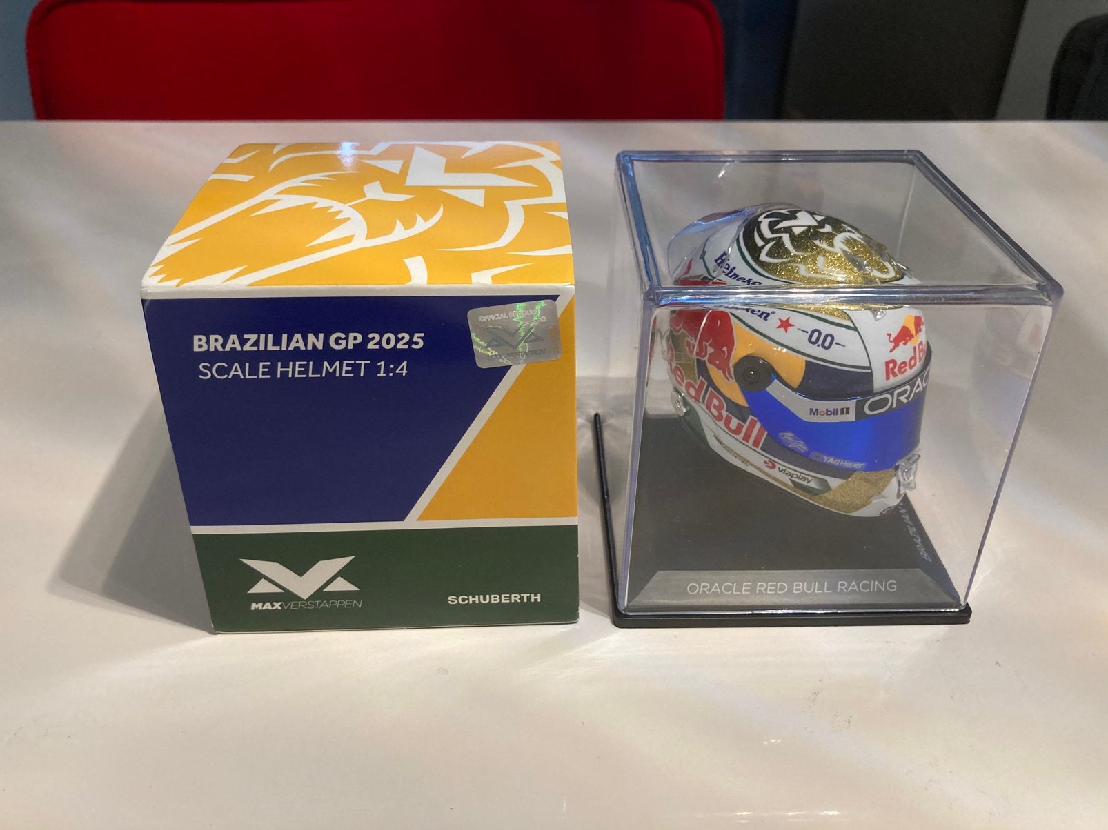 Max Verstappen helm 1/4 brazilian gp 2025, Ophalen of Verzenden, Nieuw, Formule 1