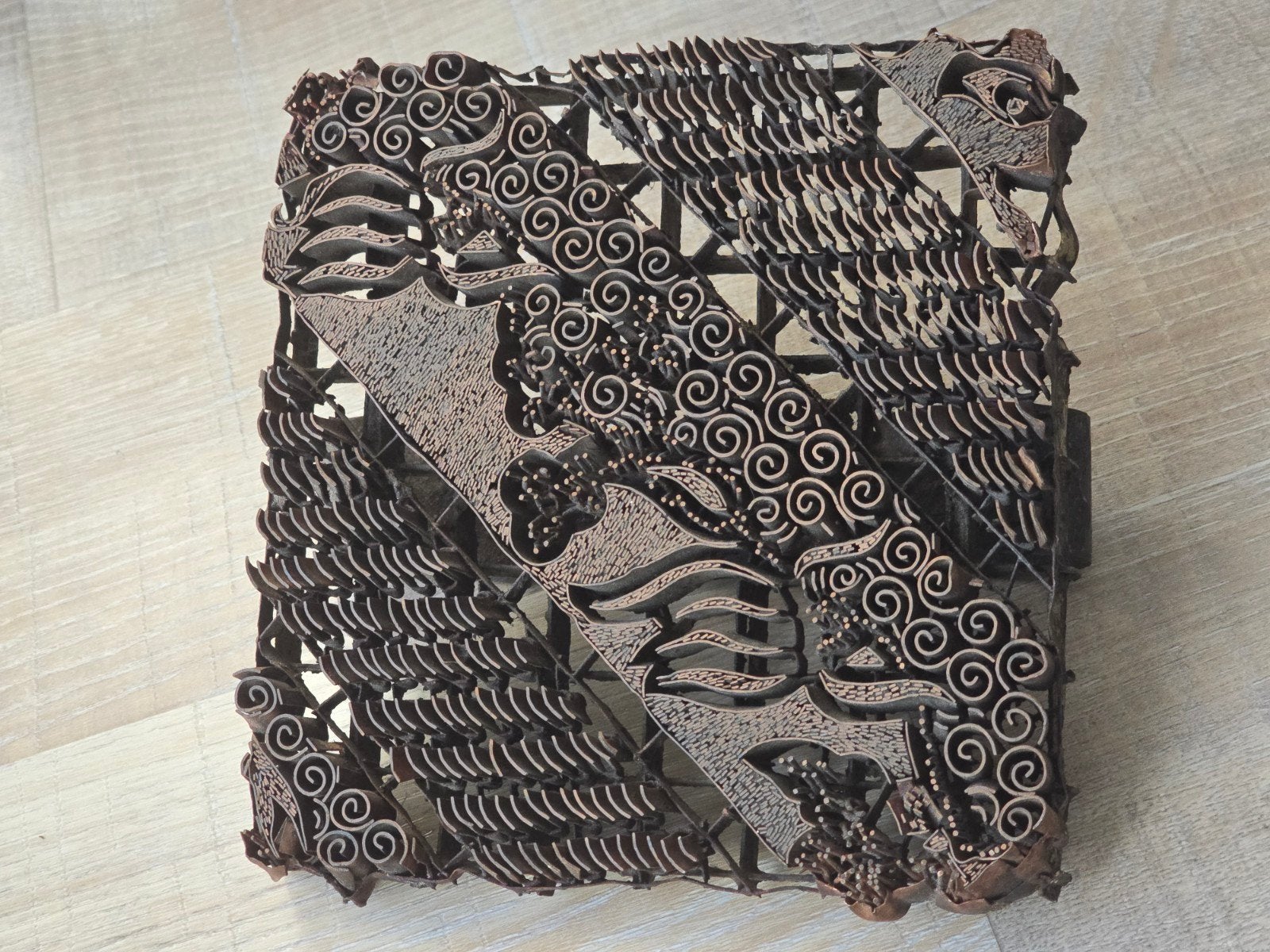 antieke Indonesische koperen batikstempel, tjap - Cap €69, Antiek en Kunst, Ophalen of Verzenden, Koper
