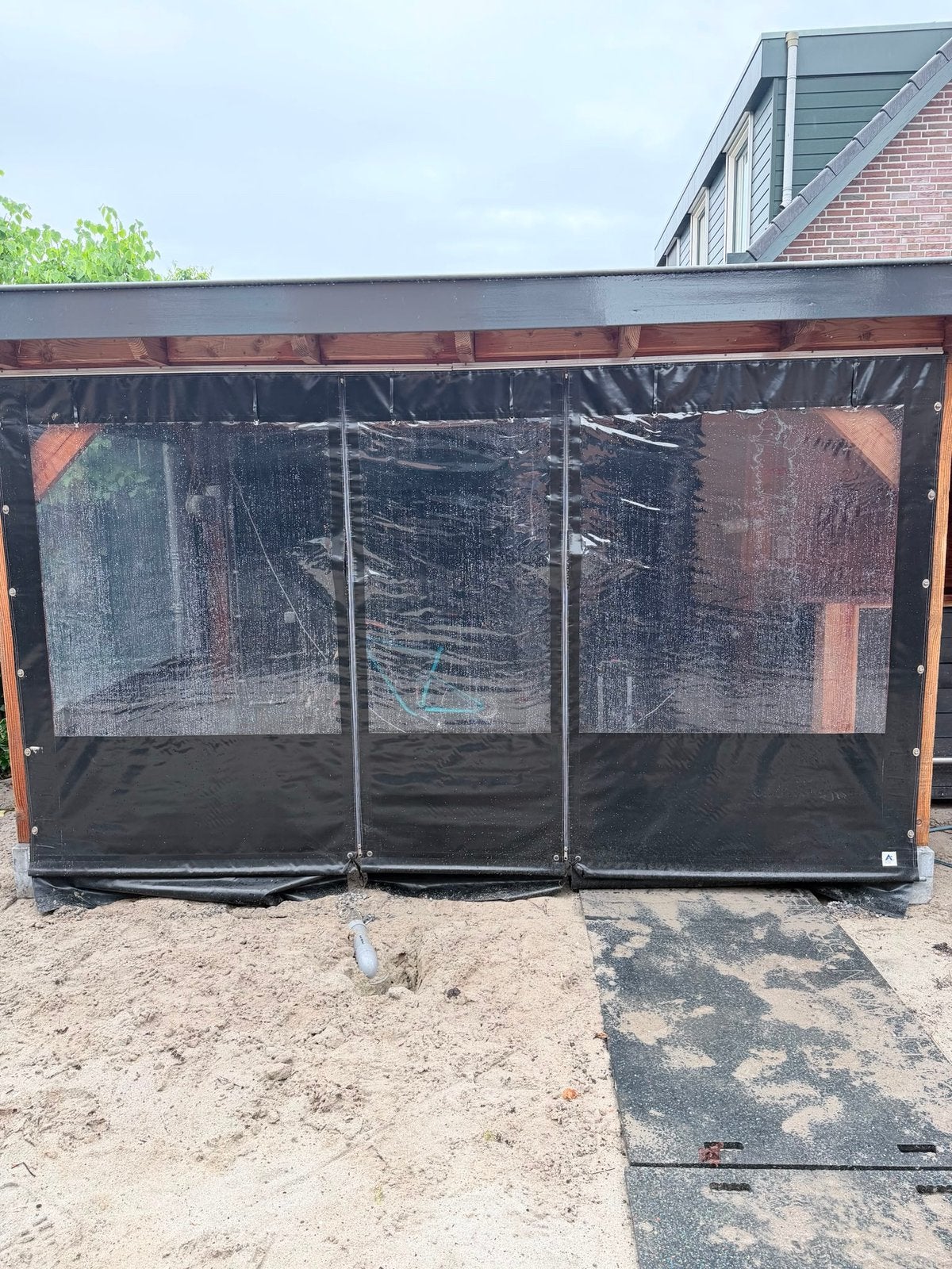 Verandazeil - 3 delen, 3.88m breed, 2.17m hoog, Ophalen, Gebruikt, Overige typen, 150 tot 300 cm