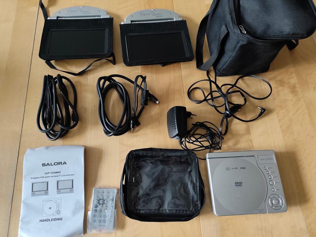Salora DVP-7020MKII Draagbare DVD Speler met 2 Schermen, Audio, Tv en Foto, Dvd-spelers, Draagbaar, Ophalen of Verzenden, Zo goed als nieuw