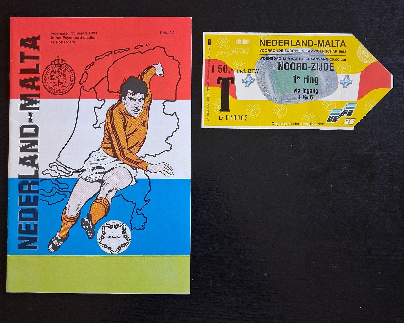 Programma / ticket Nederland - Malta  13-03-1991., Verzamelen, Ophalen of Verzenden, Zo goed als nieuw, Overige typen