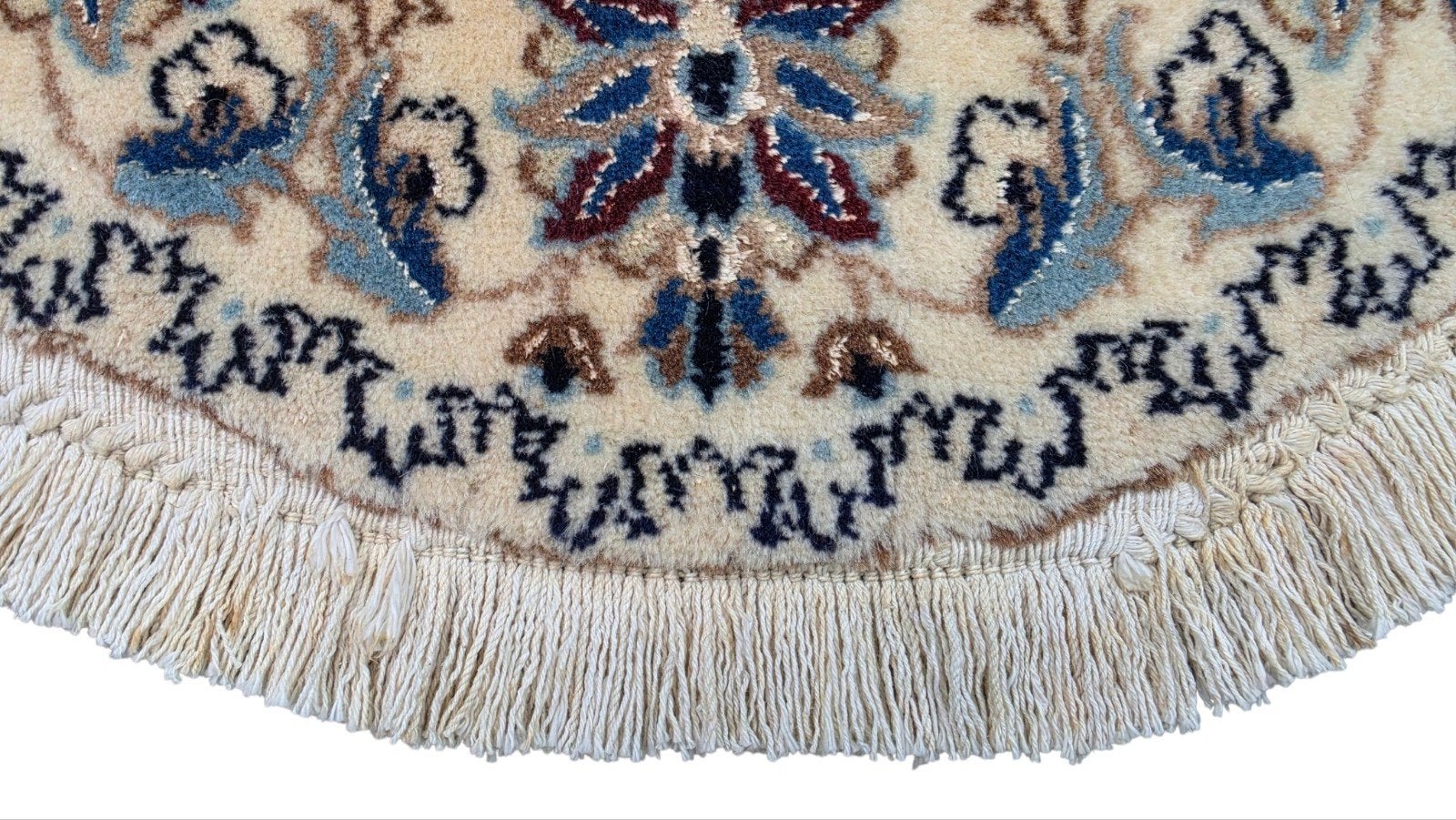 Handgeknoopt Perzisch wol rond crème  tapijt 70x70cm, Huis en Inrichting, Stoffering | Tapijten en Kleden, 50 tot 100 cm, Rond