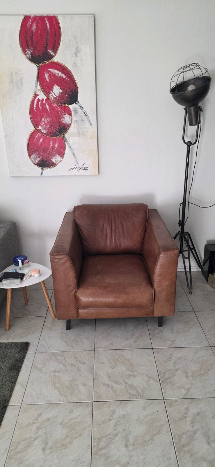 Kalfsleer Fauteuil van Piet Klerkx, Huis en Inrichting, Ophalen, Eenpersoons, Zo goed als nieuw, Minder dan 150 cm