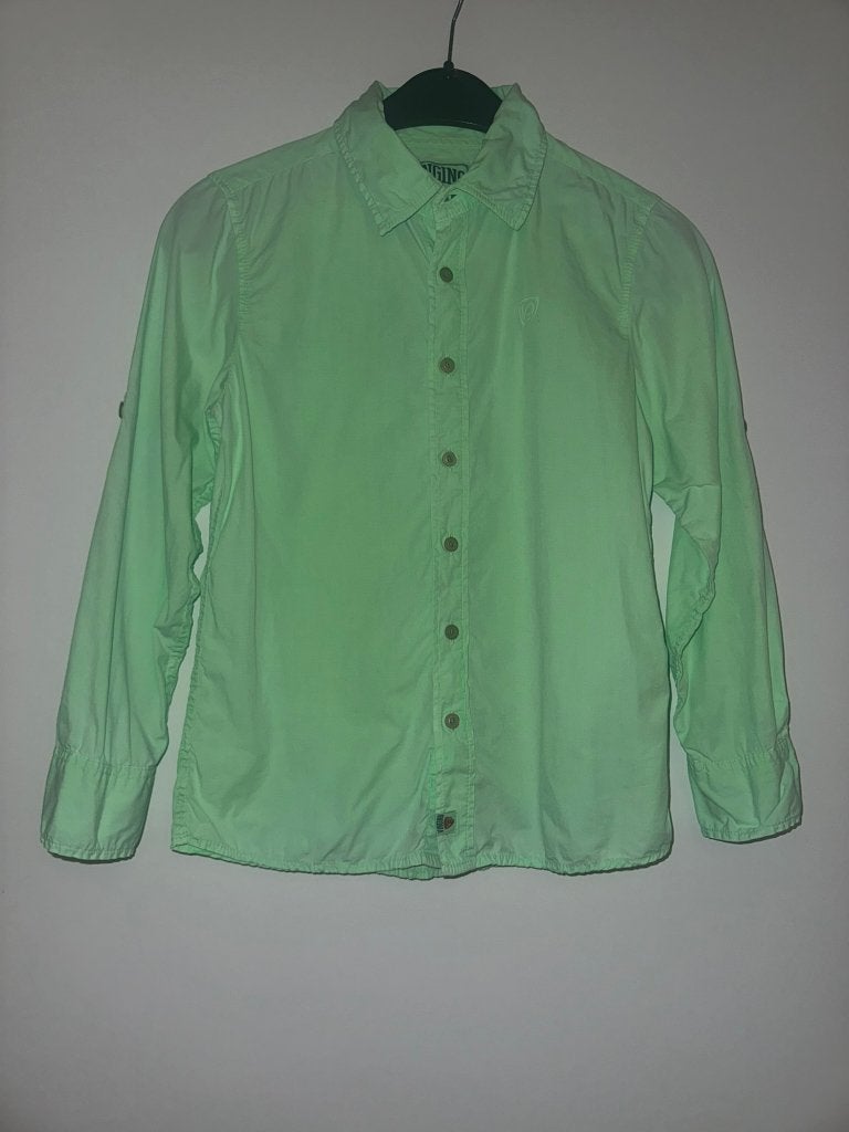 Vingino blouse overhemd groen groene soft neon 10 140, Verzenden, Overhemd of Blouse, Zo goed als nieuw, Vingino