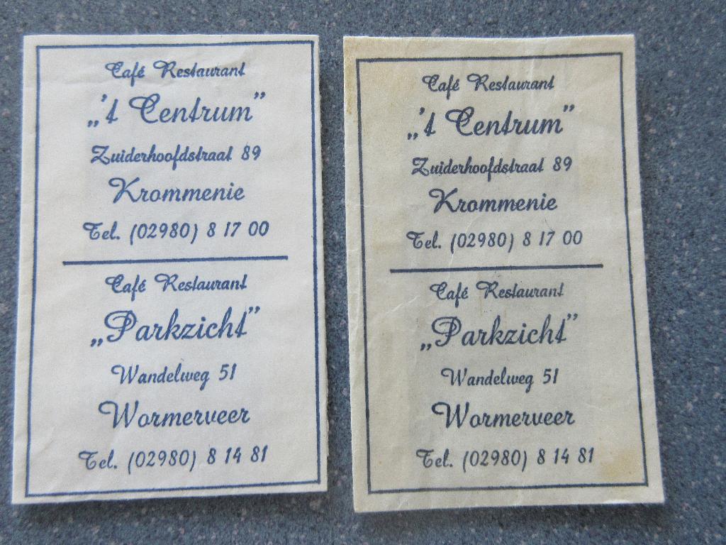 2 x Krommenie /Wormerveer, café-rest. 't Centrum/ Parkzicht, Verzenden, Nederland