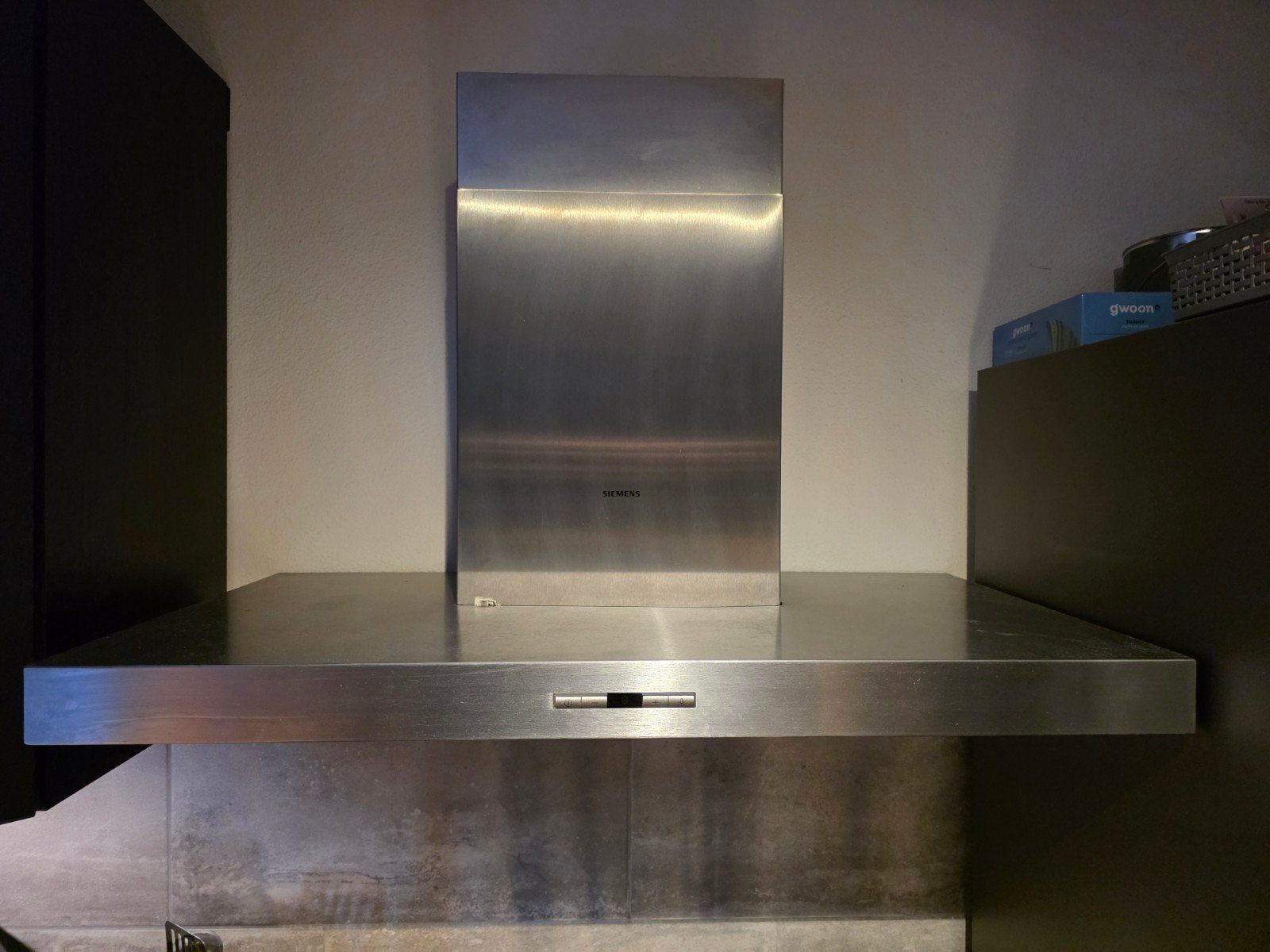 Siemens afzuigkap 90cm LG91BA540 in nette staat, Ophalen, Wandschouwkap, Zo goed als nieuw, 400 tot 600 m³ per uur