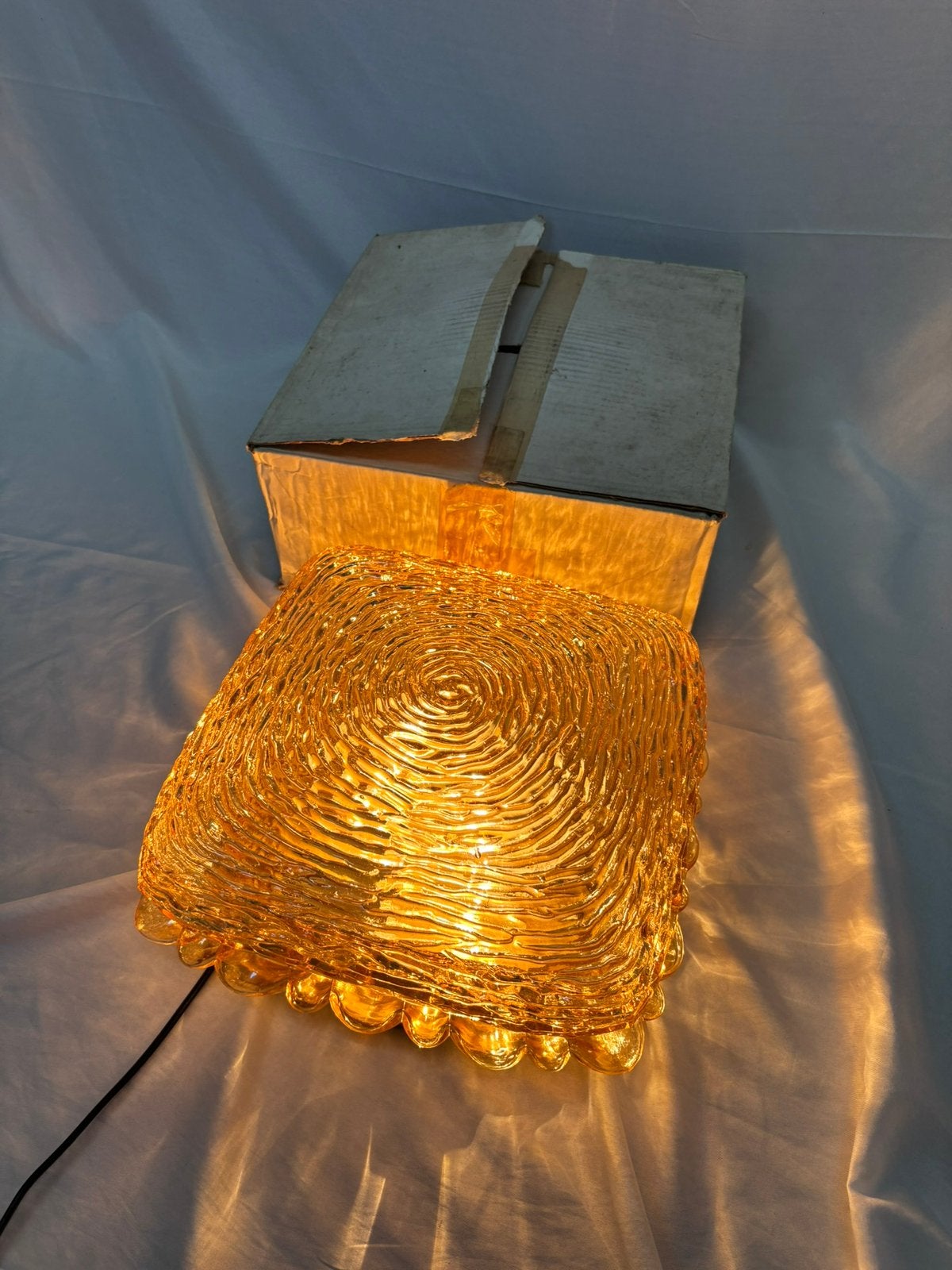 Vintage Glashütte Limburg plafond of wandlamp 26 x 26 cm, Ophalen of Verzenden, Gebruikt