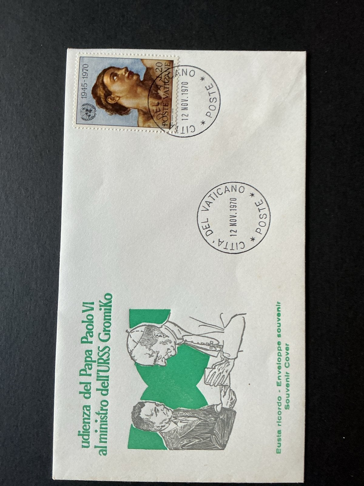 56. Vaticaan FDC Paus Paulus VI & Gromyko 1970, Ophalen of Verzenden, Onbeschreven, Europa