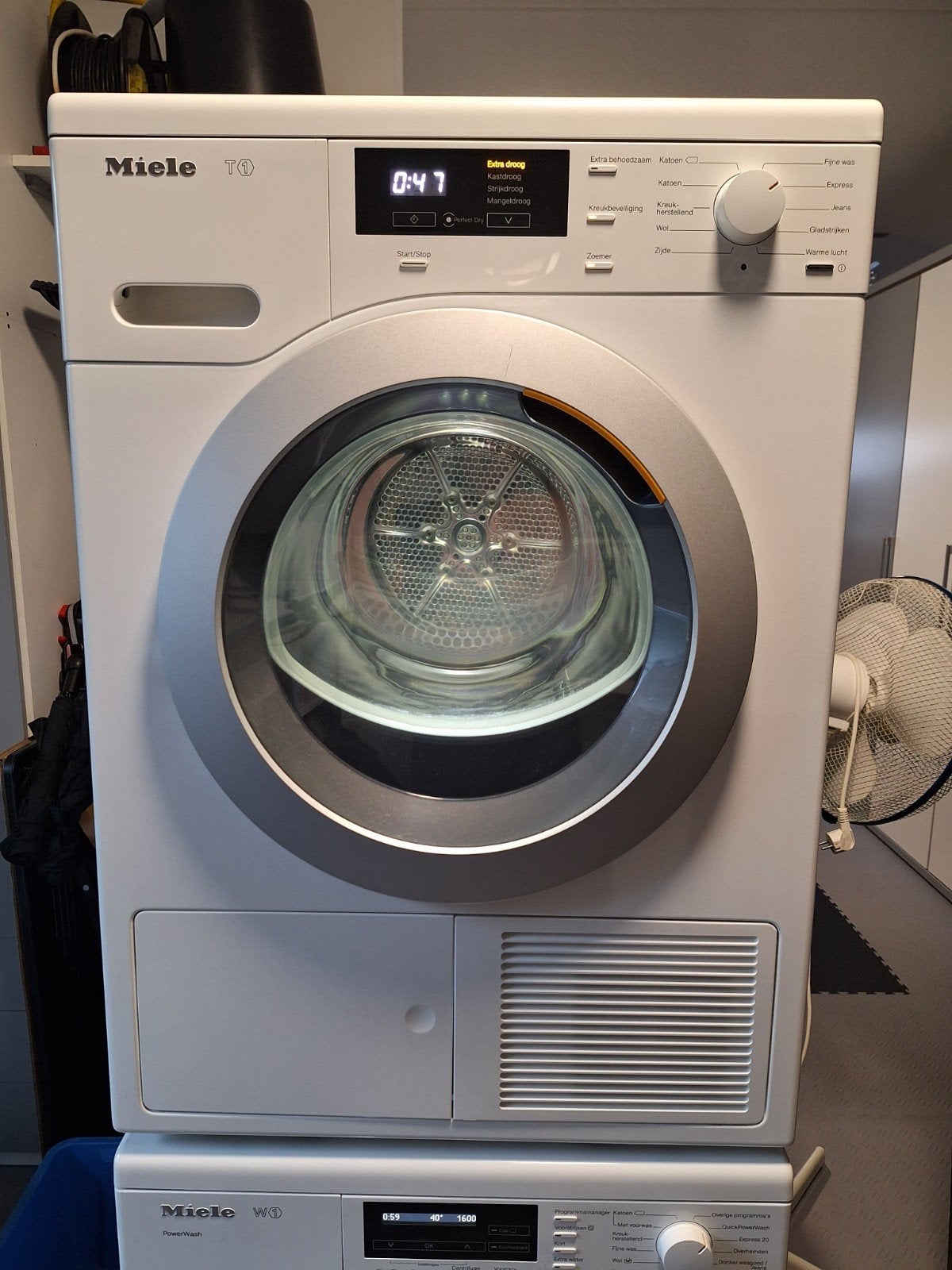 Miele W1 WKF120 Wasmachine en T1 TKB440 WP Wasdroger Set, Witgoed en Apparatuur, Wasmachines, Ophalen, 8 tot 10 kg, Voorlader